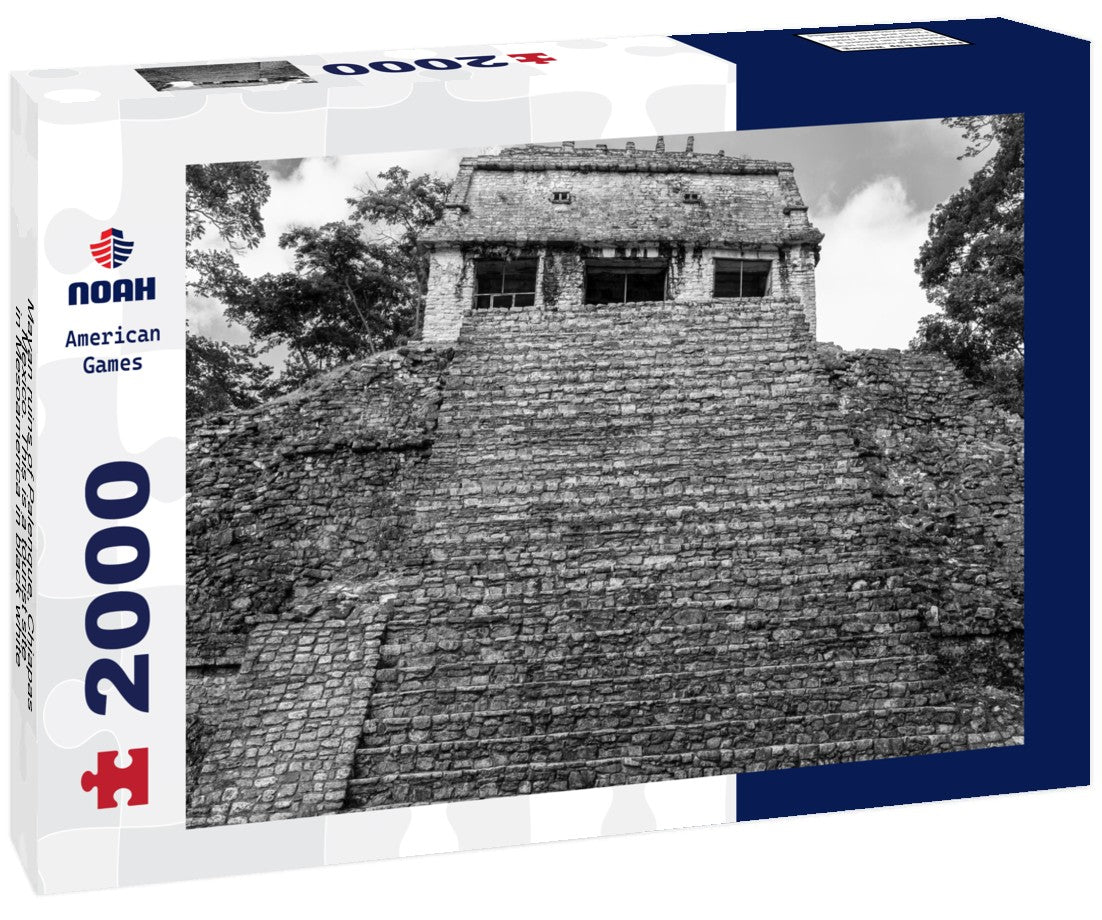 Mayan ruins of Palenque, Chiapas, Mexico. This is a tourist site in Mesoamerica 2000pc PuzzleBlack and White