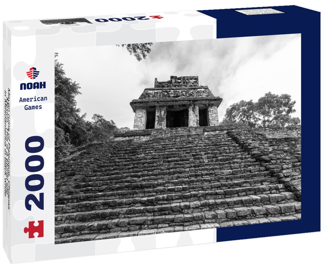 Noah Jigsaw Puzzle Mayan ruins of Palenque, Chiapas, Mexico. This is a tourist site in Mesoamerica in black white 2000 pieces
