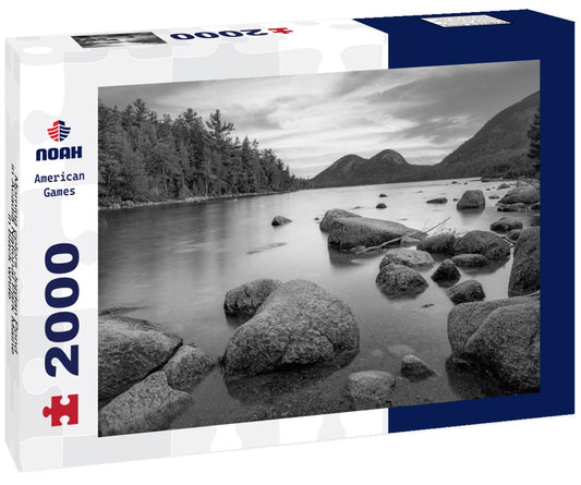 Noah Jigsaw Puzzle Morning colors Jordan Pond in Acadia National Park Maine in black white 2000 pieces