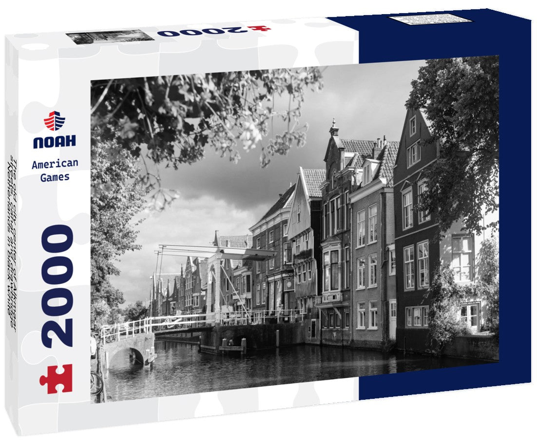 Noah Jigsaw Puzzle The old city center of Alkmaar streets, canal and drawbridge, Netherlands in black white 2000 pieces