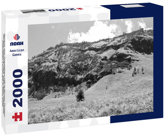 Noah Jigsaw Puzzle Savana and Teletubbies Hill at Bromo Tengger Semeru National Park, East Java, Indonesia. Indonesian Landscape in black white 2000 pieces