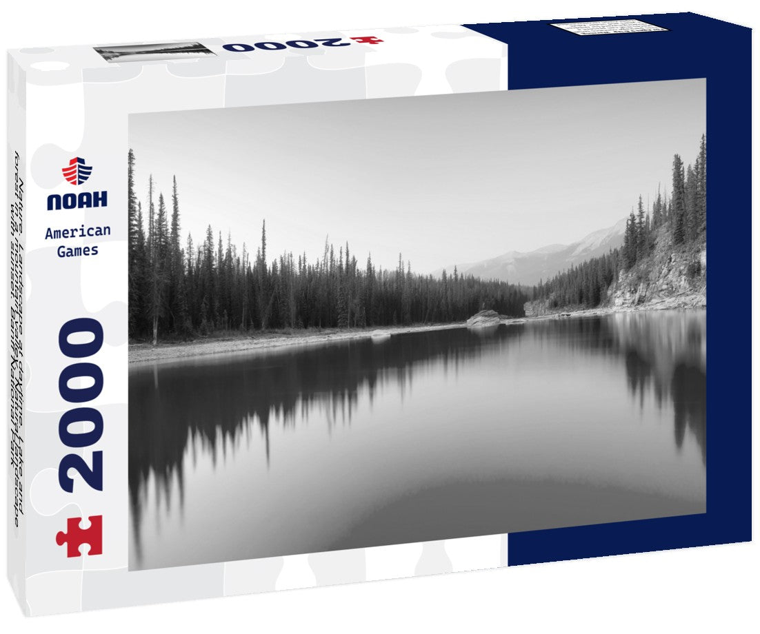 Noah Jigsaw Puzzle Nature. Landscape at daytime. Lake and forest in a mountain valley. Natural landscape with sunset. Banff National Park, Alberta, Canada in black white 2000 pieces