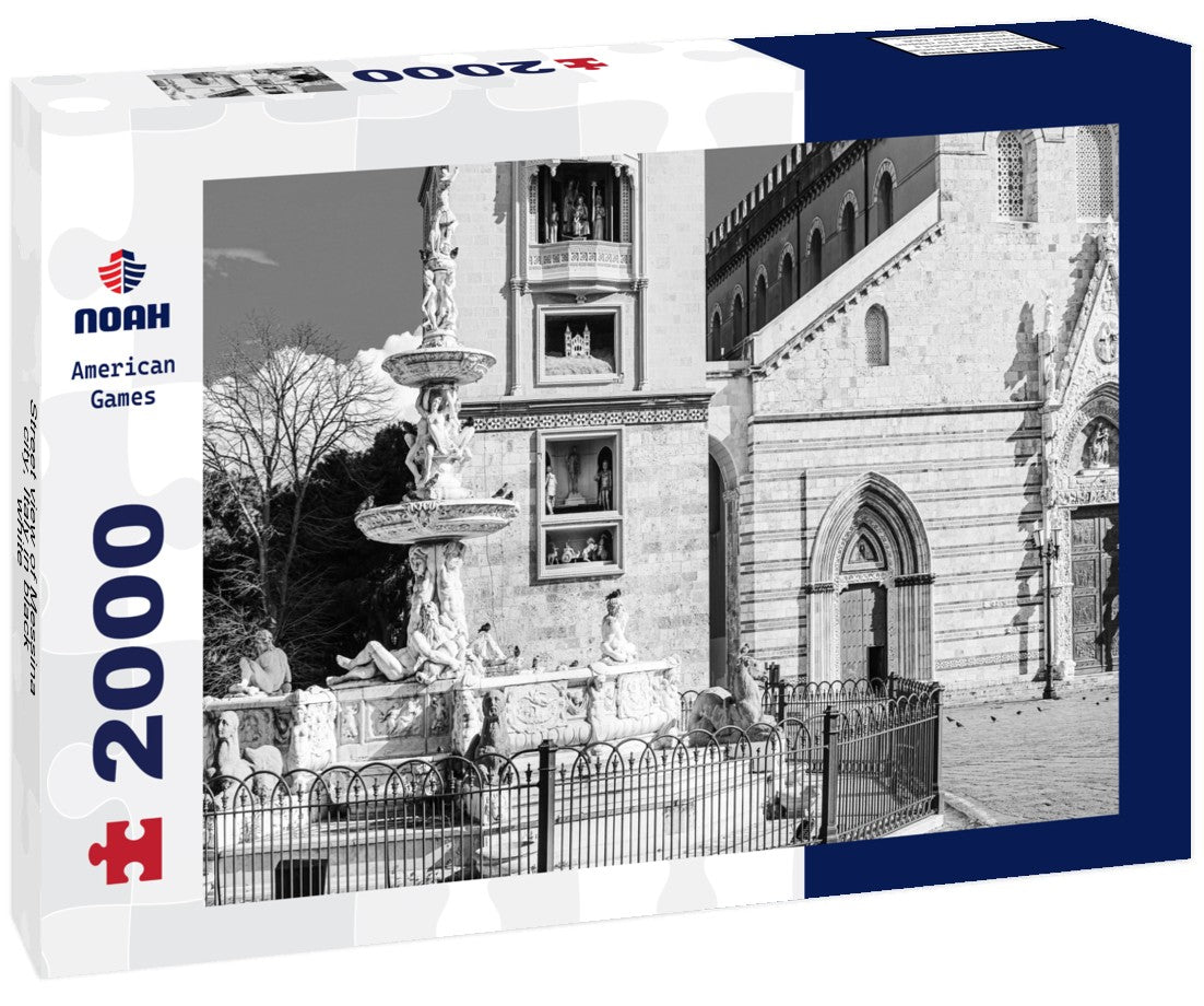 Noah Jigsaw Puzzle Street view of Messina city, Italy in black white 2000 pieces