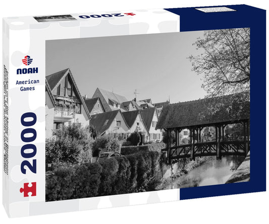 Noah Jigsaw Puzzle bridge over the Metter in Bietigheim-Bissingen. Little Greek in Bietigheim-Bissingen with autumn colors. Metter, a river in Bietigheim-Bissingen in black white 2000 pieces