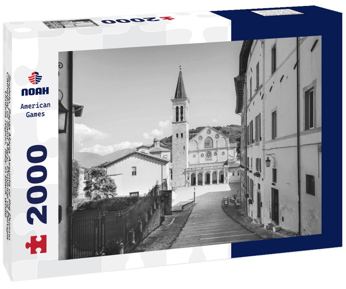 Noah Jigsaw Puzzle Spoleto, Santa Maria Assunta or the Duomo Cathedral of Saint Mary. Province of Perugia, Umbria region, Italy in black white 2000 pieces