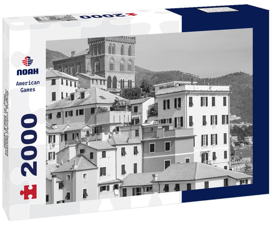 Noah Jigsaw Puzzle Bright, colorful houses near the sea in Genoa, Italy in black white 2000 pieces