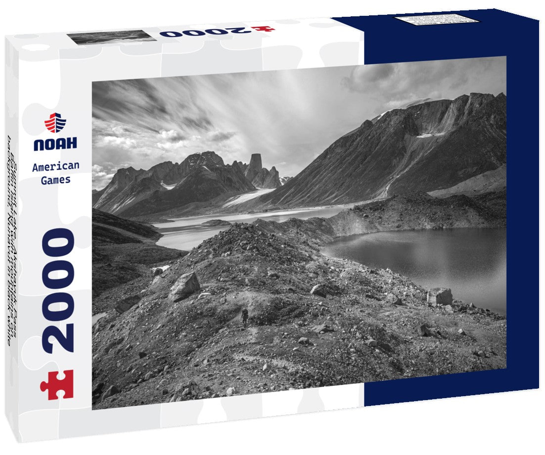 Noah Jigsaw Puzzle Summit Lake, Akshayuk Pass, Baffin Island with mountains on background, Nunavut in black white 2000 pieces