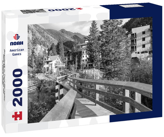 Noah Jigsaw Puzzle Boardwalk in Taos Ski Valley, New Mexico in the fall in black white 2000 pieces