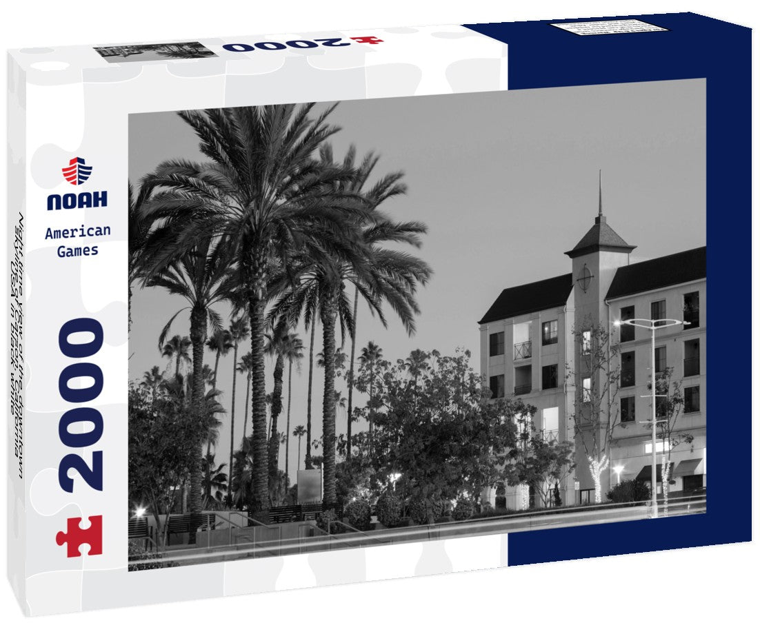 Noah Jigsaw Puzzle Night time view of the downtown skyline of Carson, California, USA in black white 2000 pieces