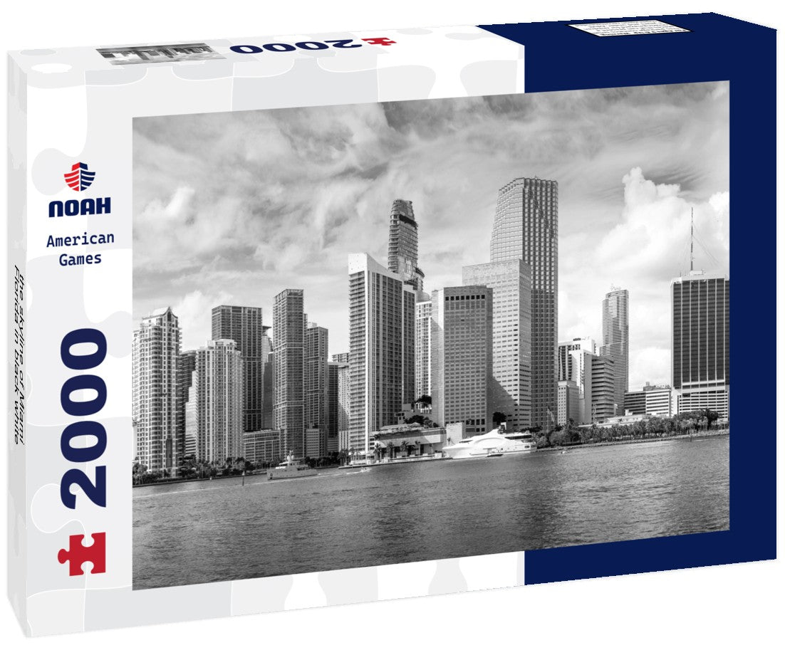 Noah Jigsaw Puzzle the skyline of Miami, Florida in black white 2000 pieces