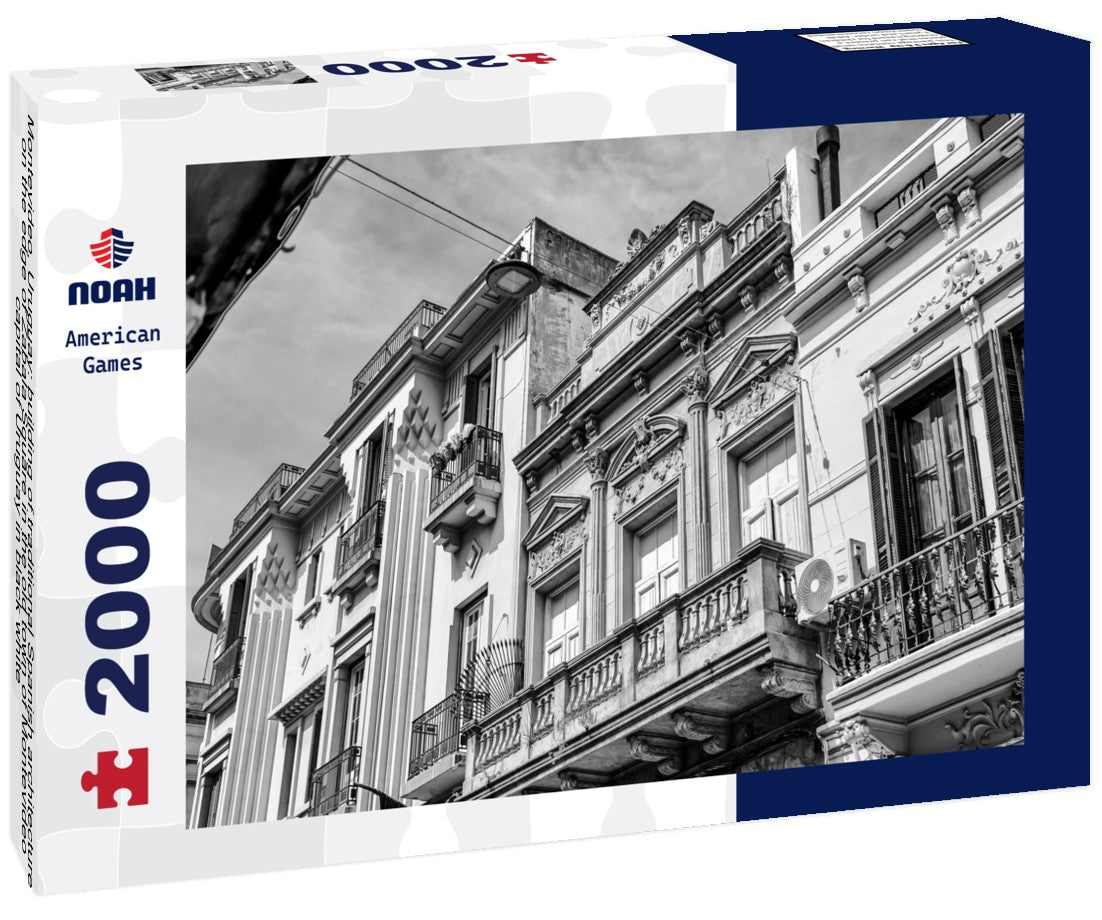 Montevideo, Uruguay: building of traditional Spanish architecture on the edge of Zabala Square in the old town of Montevideo, capital of Uruguay 2000pc PuzzleBlack and White