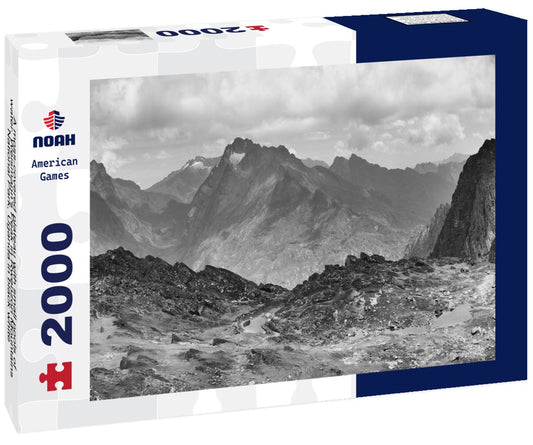 Noah Jigsaw Puzzle A moss-covered plateau with small pools of water. Weismann's Peak in Rwenzori Mountains National Park, Uganda in black white 2000 pieces