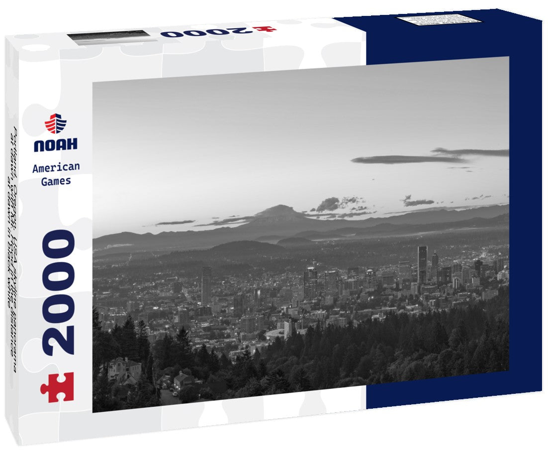 Noah Jigsaw Puzzle Portland, Oregon, USA skyline panorama at dawn with Mt. Hood in the distance at dawn in black white 2000 pieces