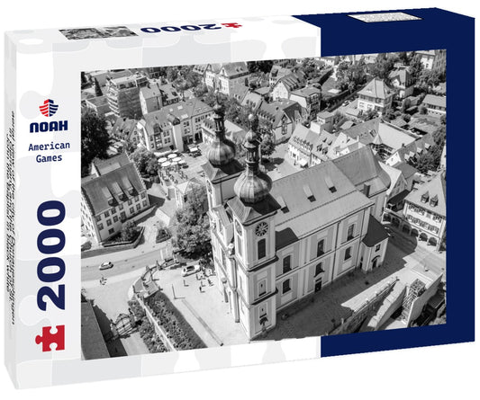 Noah Jigsaw Puzzle aerial view of the city of Donaueschingen in Germany and the Church of St. John the Baptist in black white 2000 pieces