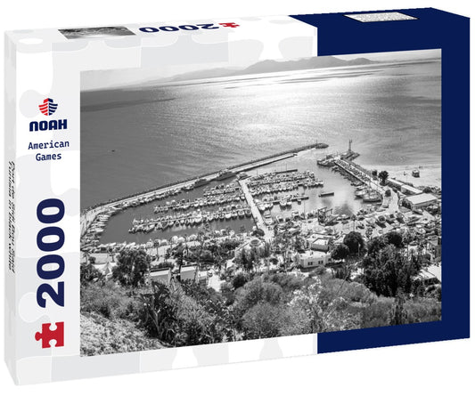 Noah Jigsaw Puzzle Port de Sidi Bou Said, Tunisia in black white 2000 pieces