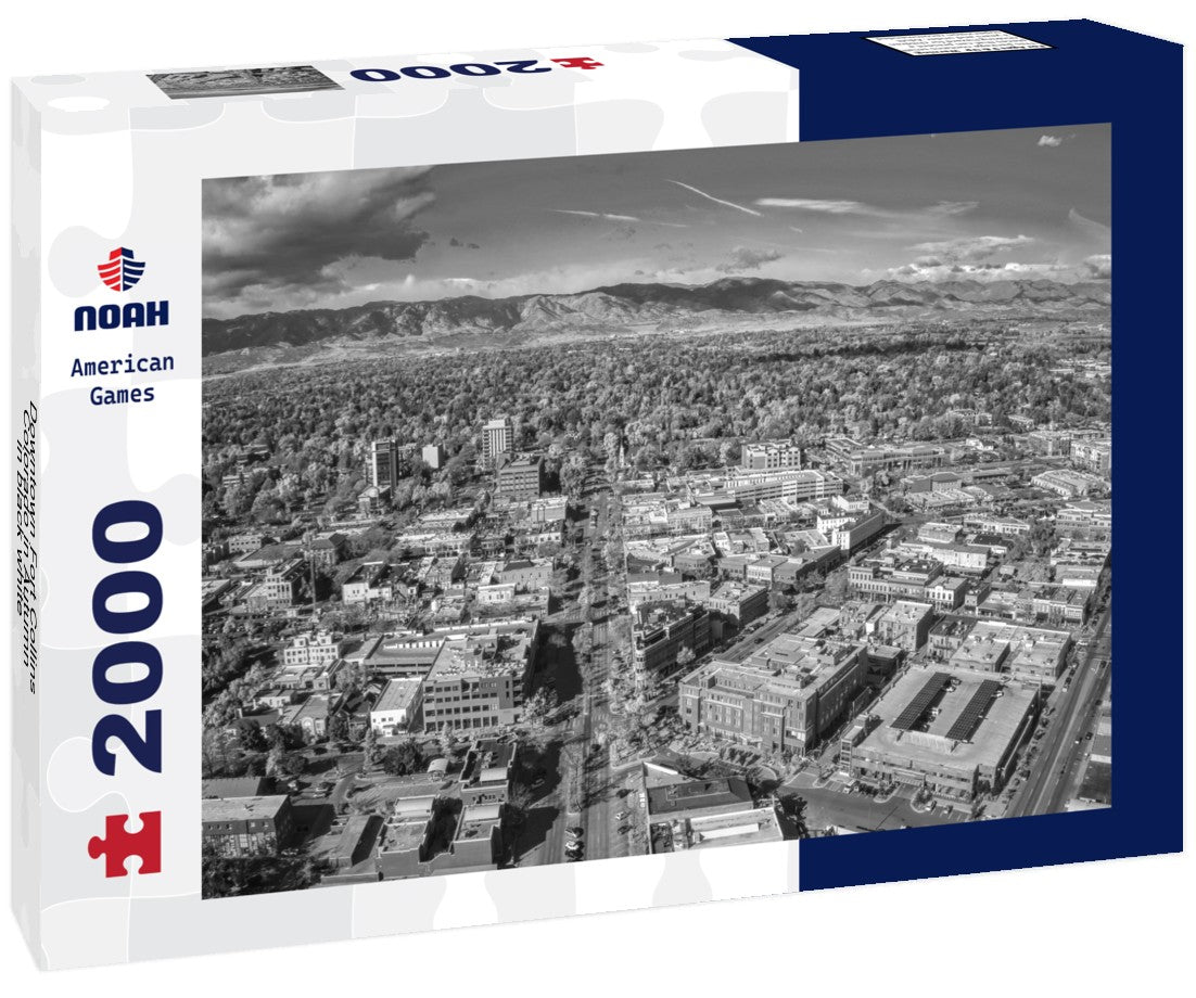 Noah Jigsaw Puzzle Downtown Fort Collins, Colorado in Autumn in black white 2000 pieces