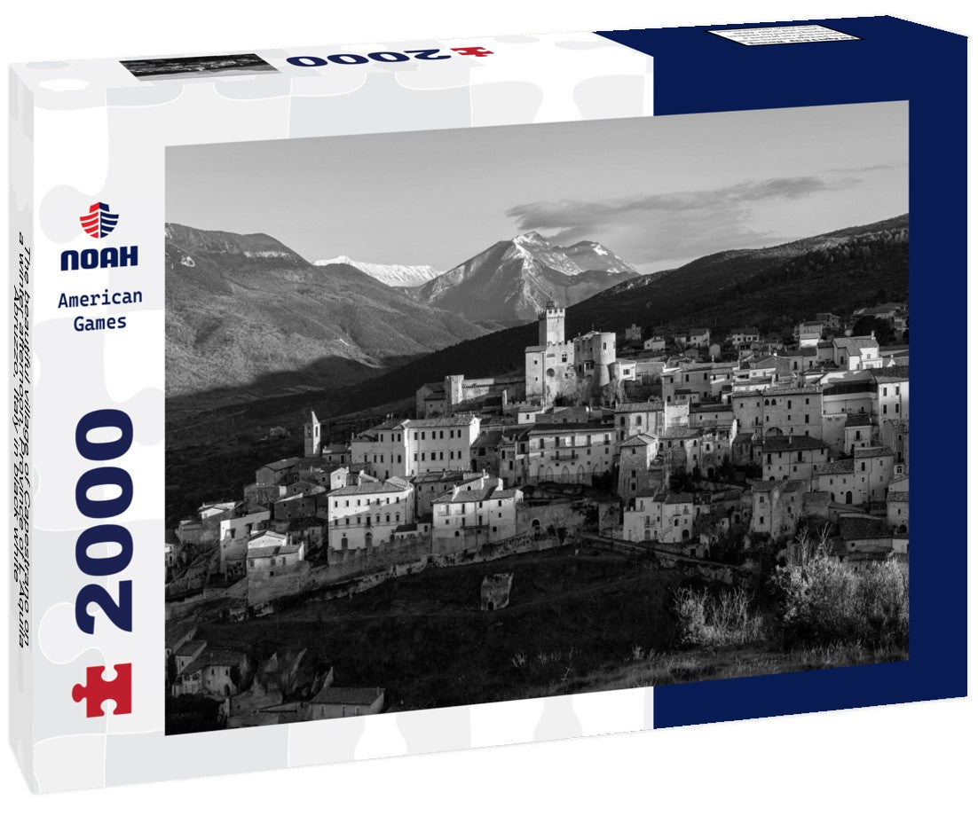 Noah Jigsaw Puzzle The beautiful village of Capestrano on a winter afternoon, Province of L'Aquila, Abruzzo, Italy in black white 2000 pieces