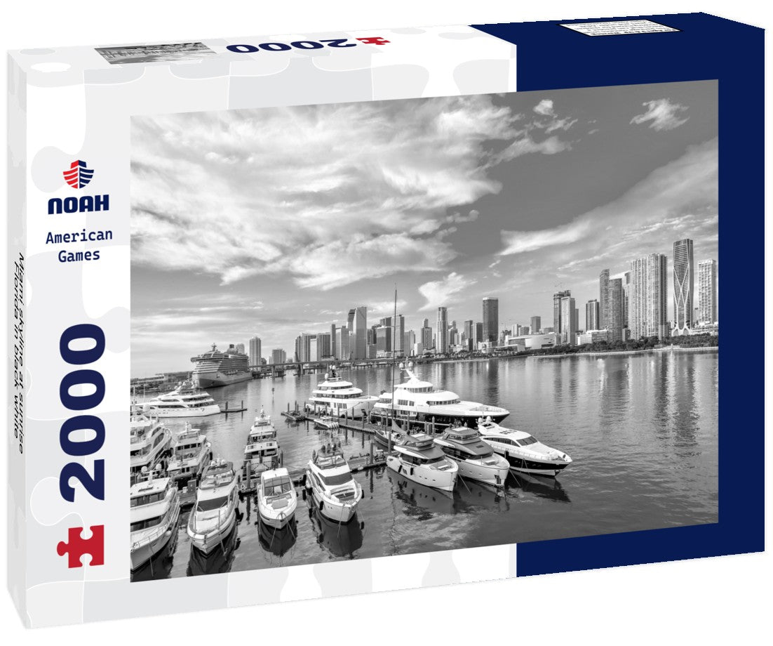 Noah Jigsaw Puzzle Miami skyline at sunrise, Florida in black white 2000 pieces