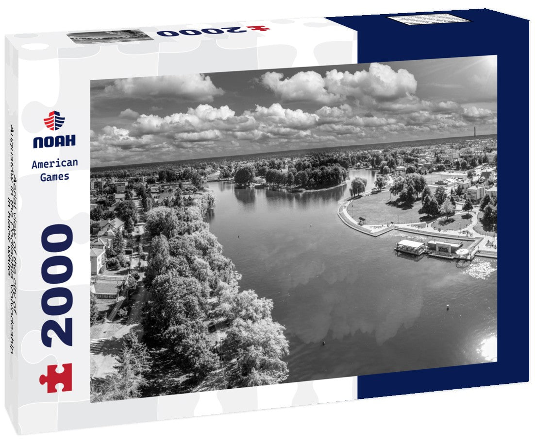 Noah Jigsaw Puzzle Aerial view of the city of Augustów in the Podlachia Voivodeship in black white 2000 pieces