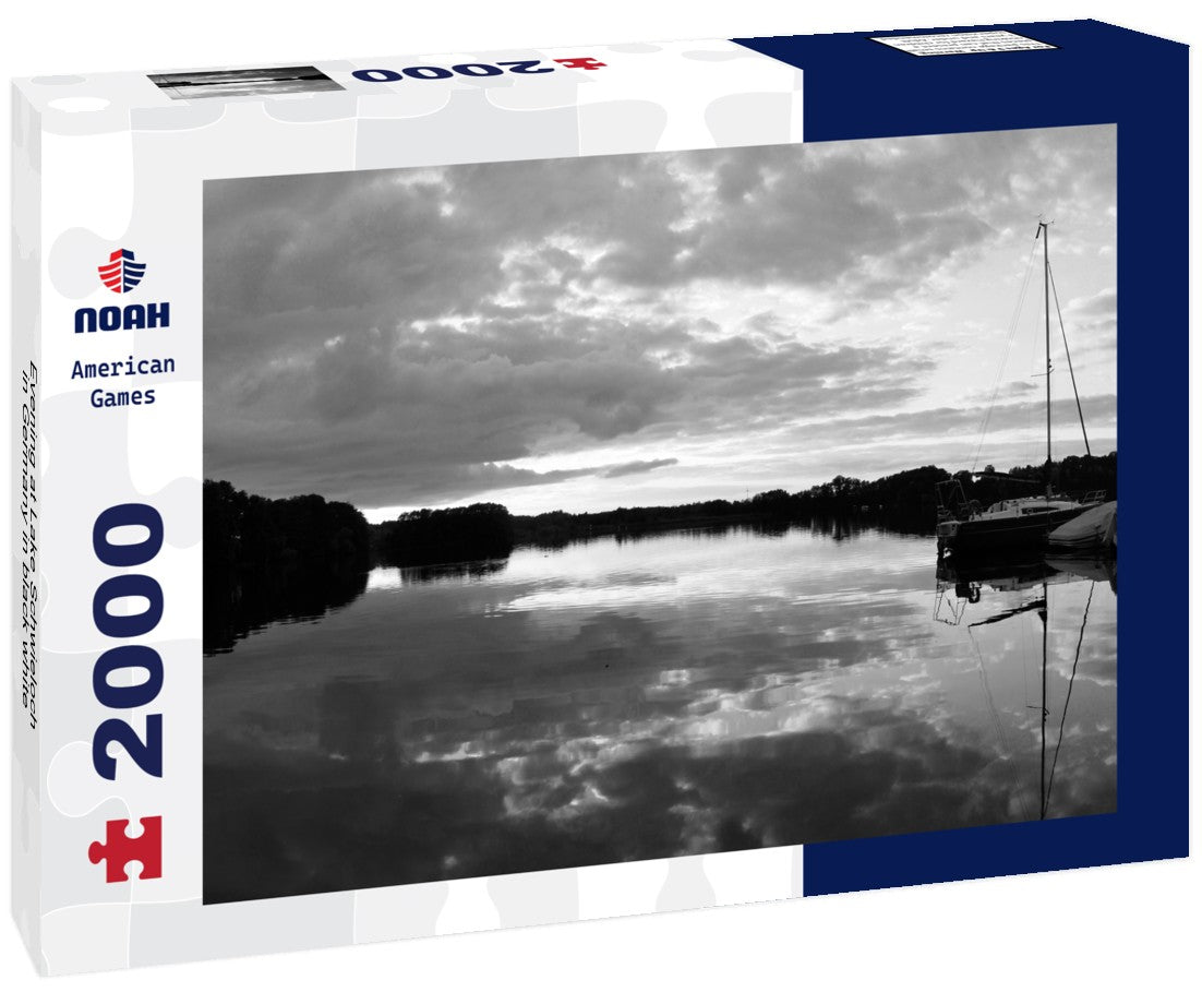 Noah Jigsaw Puzzle Evening at Lake Schwieloch in Germany in black white 2000 pieces
