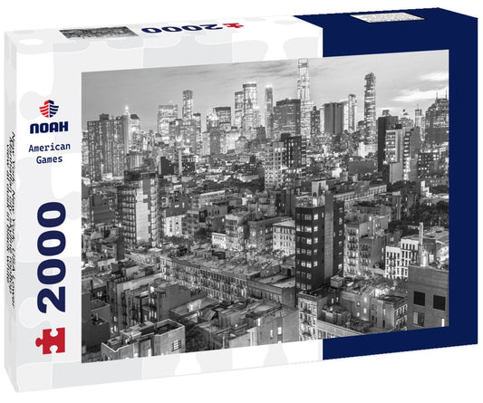Noah Jigsaw Puzzle New York, New York, USA Lower Manhattan city skyline rooftop view at dusk in black white 2000 pieces