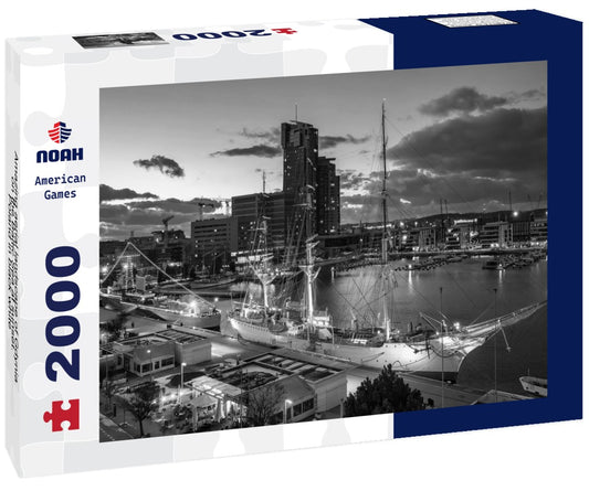 Noah Jigsaw Puzzle Amazing aerial landscape of Gdynia on the Baltic Sea at sunset. Poland in black white 2000 pieces