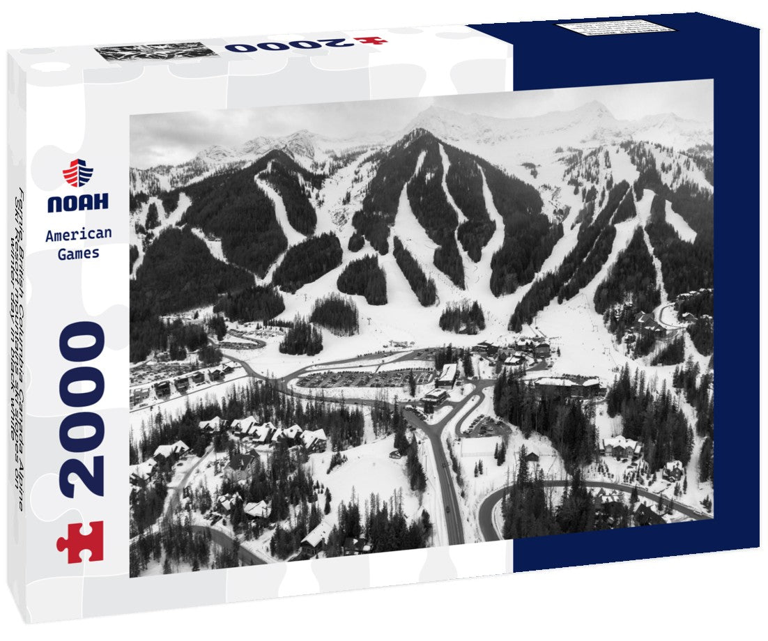 Noah Jigsaw Puzzle Fernie British Columbia Canada Alpine Ski Resort mountains ski slopes on winter day in black white 2000 pieces
