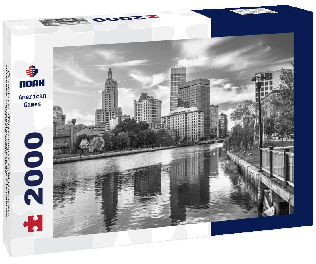 Noah Jigsaw Puzzle Providence, Rhode Island, USA downtown cityscape viewed from above the Providence River in black white 2000 pieces