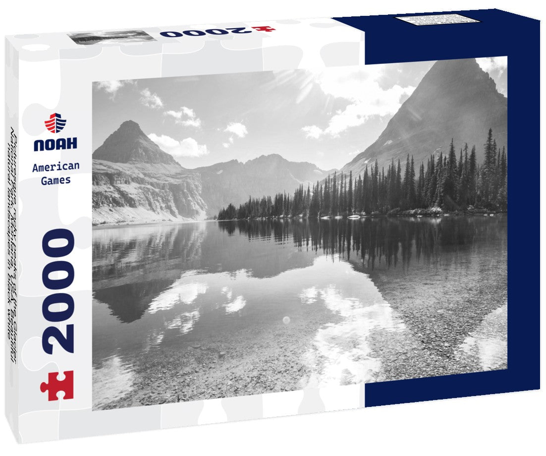 Noah Jigsaw Puzzle Picturesque rocky peaks of the Glacier National Park, Montana, USA. Beautiful natural landscapes in black white 2000 pieces