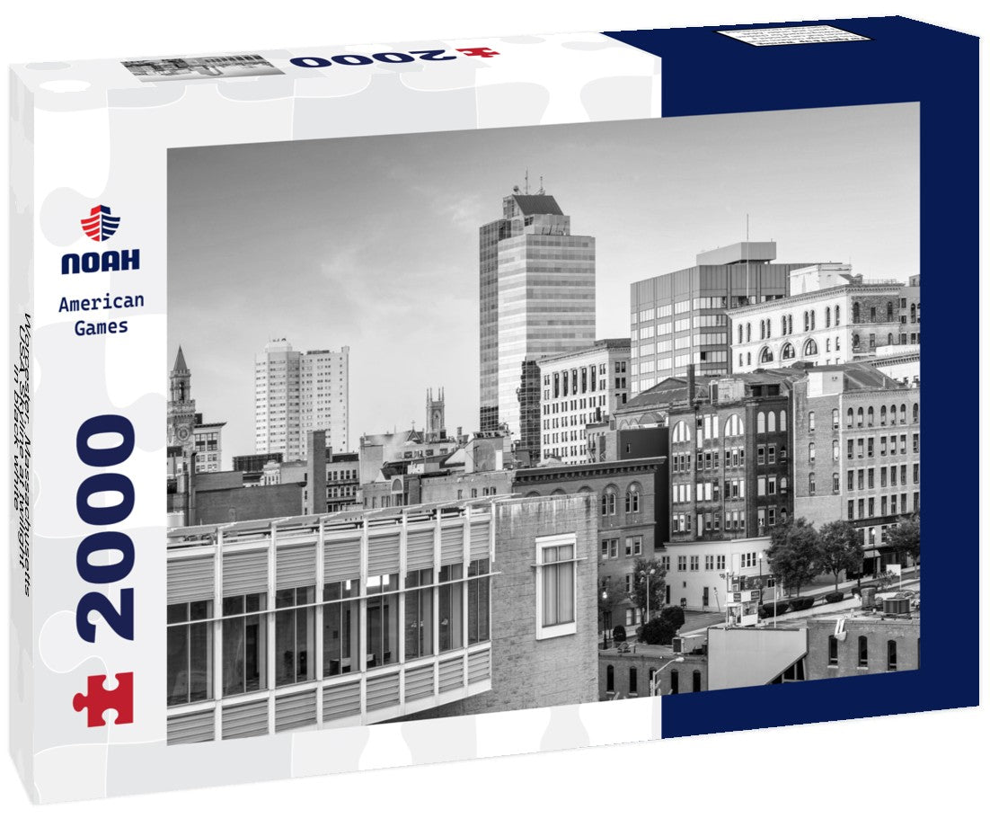 Noah Jigsaw Puzzle Worcester, Massachusetts, USA Skyline at twilight in black white 2000 pieces