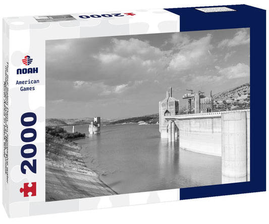 Noah Jigsaw Puzzle The Sidi Salem Dam, an impressive water management system in Beja, Tunisia. North Africa in black white 2000 pieces