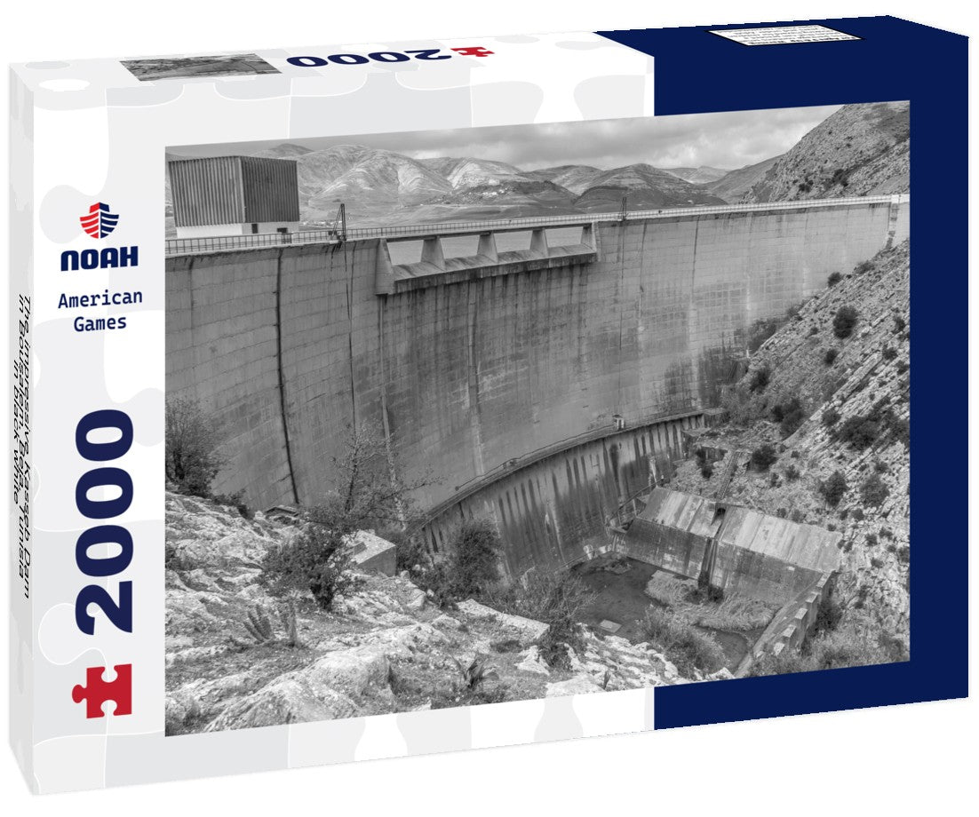 Noah Jigsaw Puzzle The impressive Kasseb Dam in Bousalem, Beja, Tunisia in black white 2000 pieces