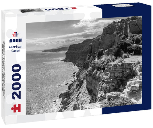 Noah Jigsaw Puzzle Breathtaking view of Cap Fartas in Korbous, Tunisia, with the ocean on the horizon in black white 2000 pieces