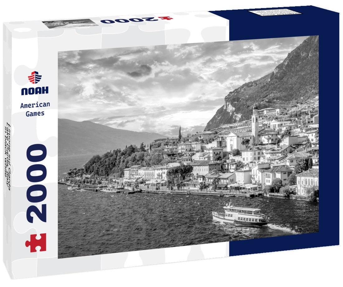 Noah Jigsaw Puzzle Limone sul Garda, Lake Garda, Italy in black white 2000 pieces
