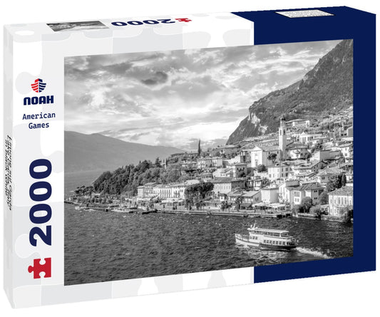 Noah Jigsaw Puzzle Limone sul Garda, Lake Garda, Italy in black white 2000 pieces