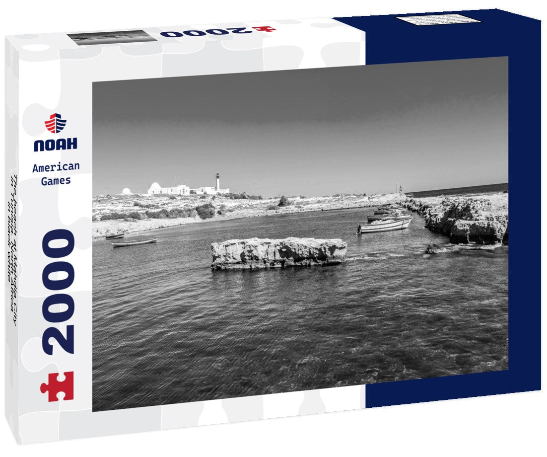 Noah Jigsaw Puzzle The beach at Mahdia City in Tunisia. North Africa in black white 2000 pieces