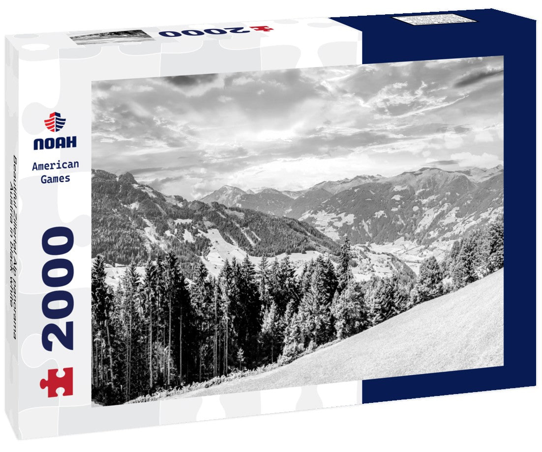 Noah Jigsaw Puzzle Beautiful Zillertal Alp panorama, Austria in black white 2000 pieces