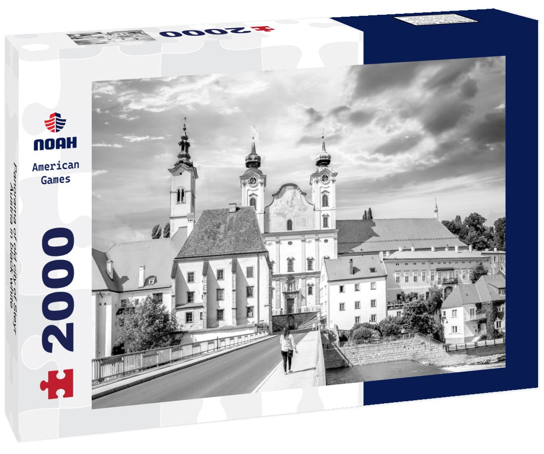 Noah Jigsaw Puzzle Panorama of old city of Steyr, Austria in black white 2000 pieces