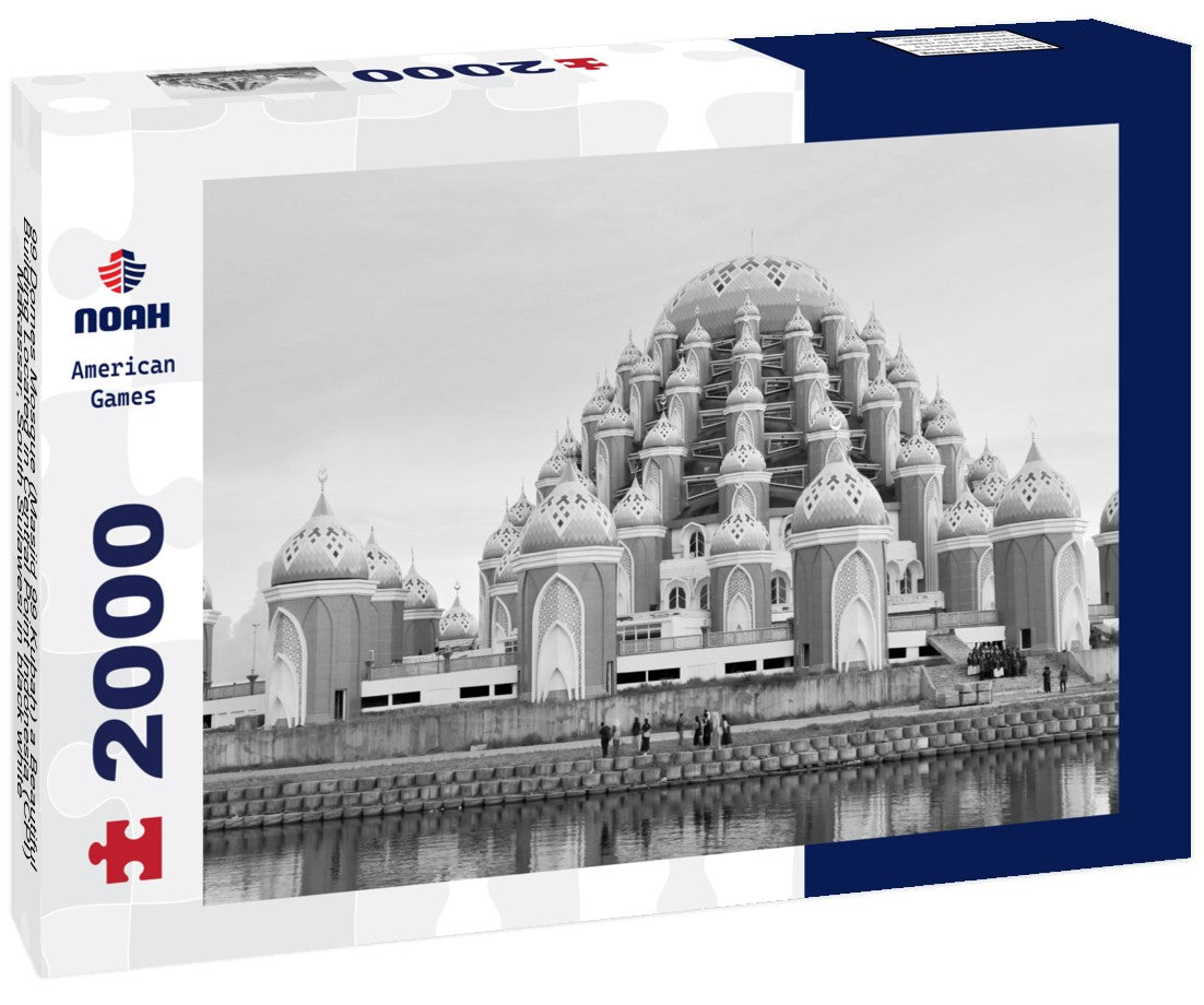 Noah Jigsaw Puzzle 99 Domes Mosque (Masjid 99 Kubah) a Beautiful Building Located in Central Point Indonesia (CPI) Makassar, South Sulawesi in black white 2000 pieces