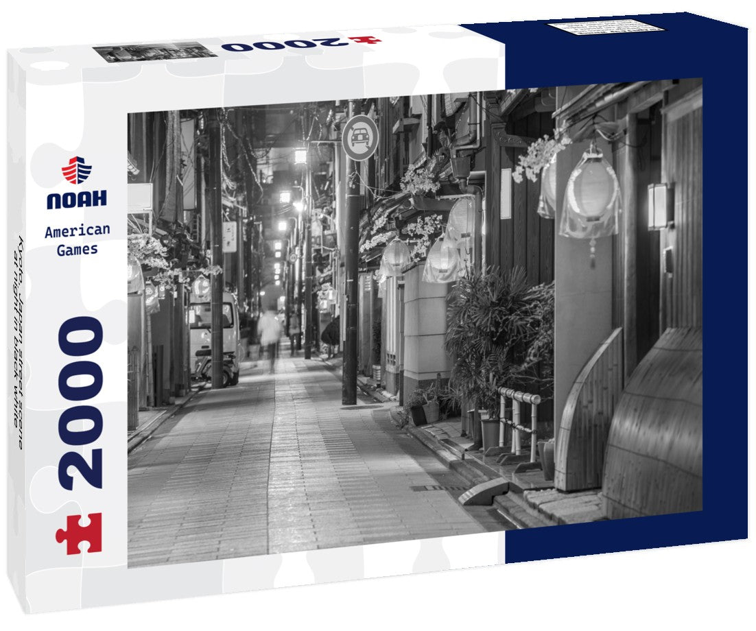 Noah Jigsaw Puzzle Kyoto, Japan street scene at night in black white 2000 pieces