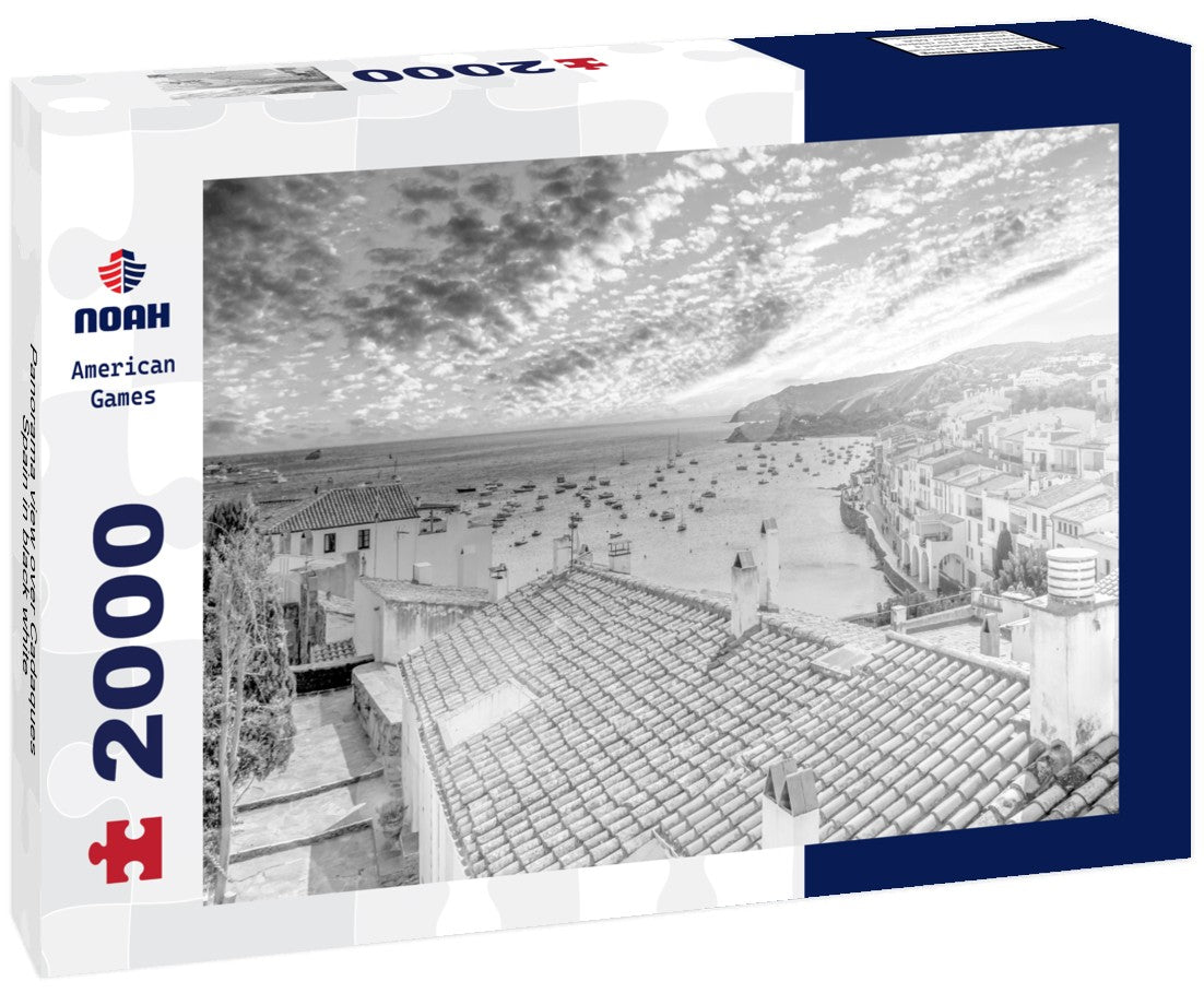 Noah Jigsaw Puzzle Panorama view over Cadaques, Spain in black white 2000 pieces