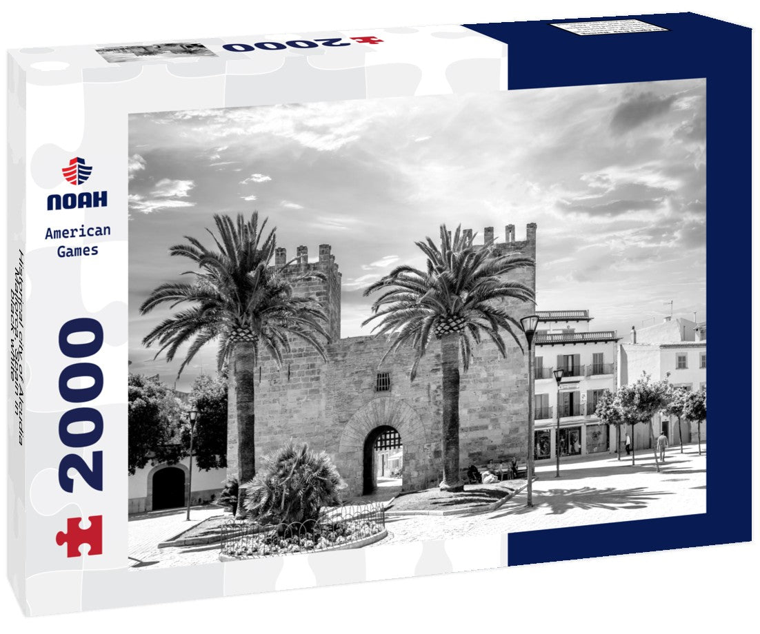 Noah Jigsaw Puzzle Historical city of Alcudia, Mallorca, Spain in black white 2000 pieces