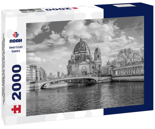 Noah Jigsaw Puzzle Berlin city skyline, buildings and Berlin Cathedral dome over the Spree river in the capital of Germany in black white 2000 pieces
