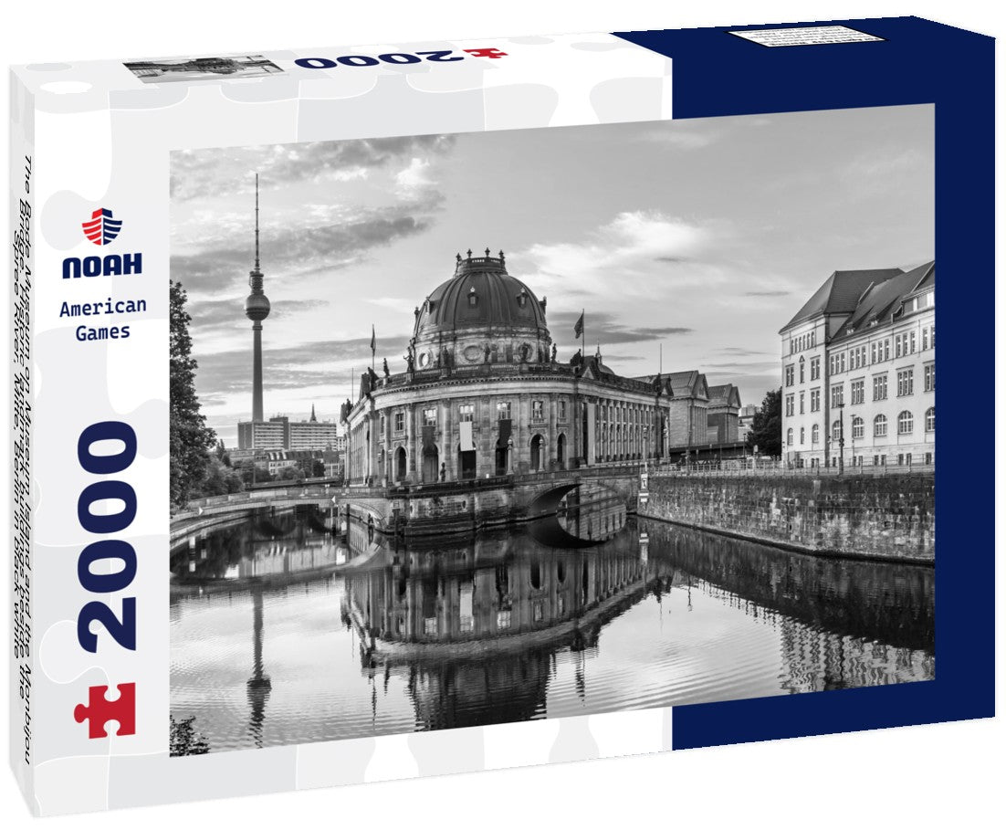 Noah Jigsaw Puzzle The Bode Museum on Museum Island and the Monbijou Bridge. Historic landmark buildings beside the Spree River, Mitte, Berlin in black white 2000 pieces
