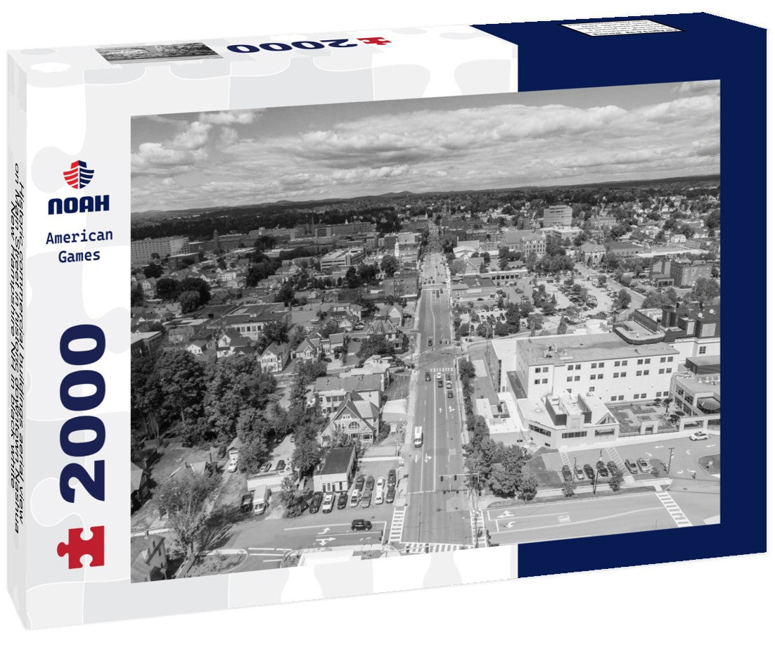 Noah Jigsaw Puzzle Historic commercial buildings aerial view on Main Street in historic downtown Nashua, New Hampshire NH in black white 2000 pieces