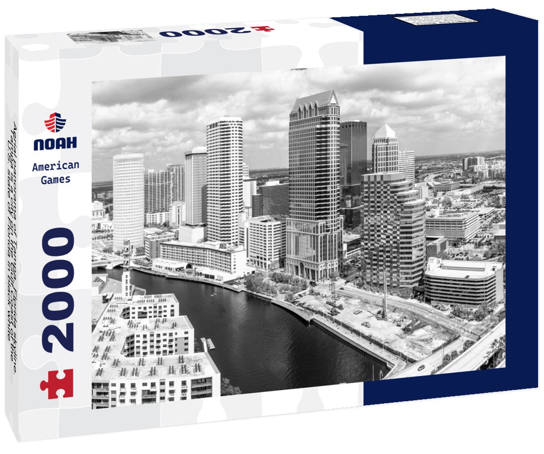 Noah Jigsaw Puzzle Aerial panorama of Tampa, Florida skyline. Tampa is a city on the Gulf Coast of the U.S. state of Florida in black white 2000 pieces