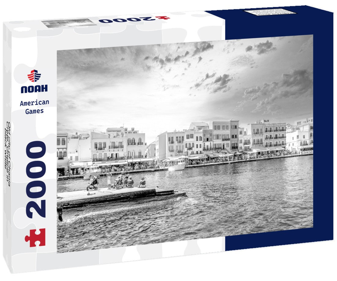 Noah Jigsaw Puzzle Old city of Chania, Crete, Greece in black white 2000 pieces