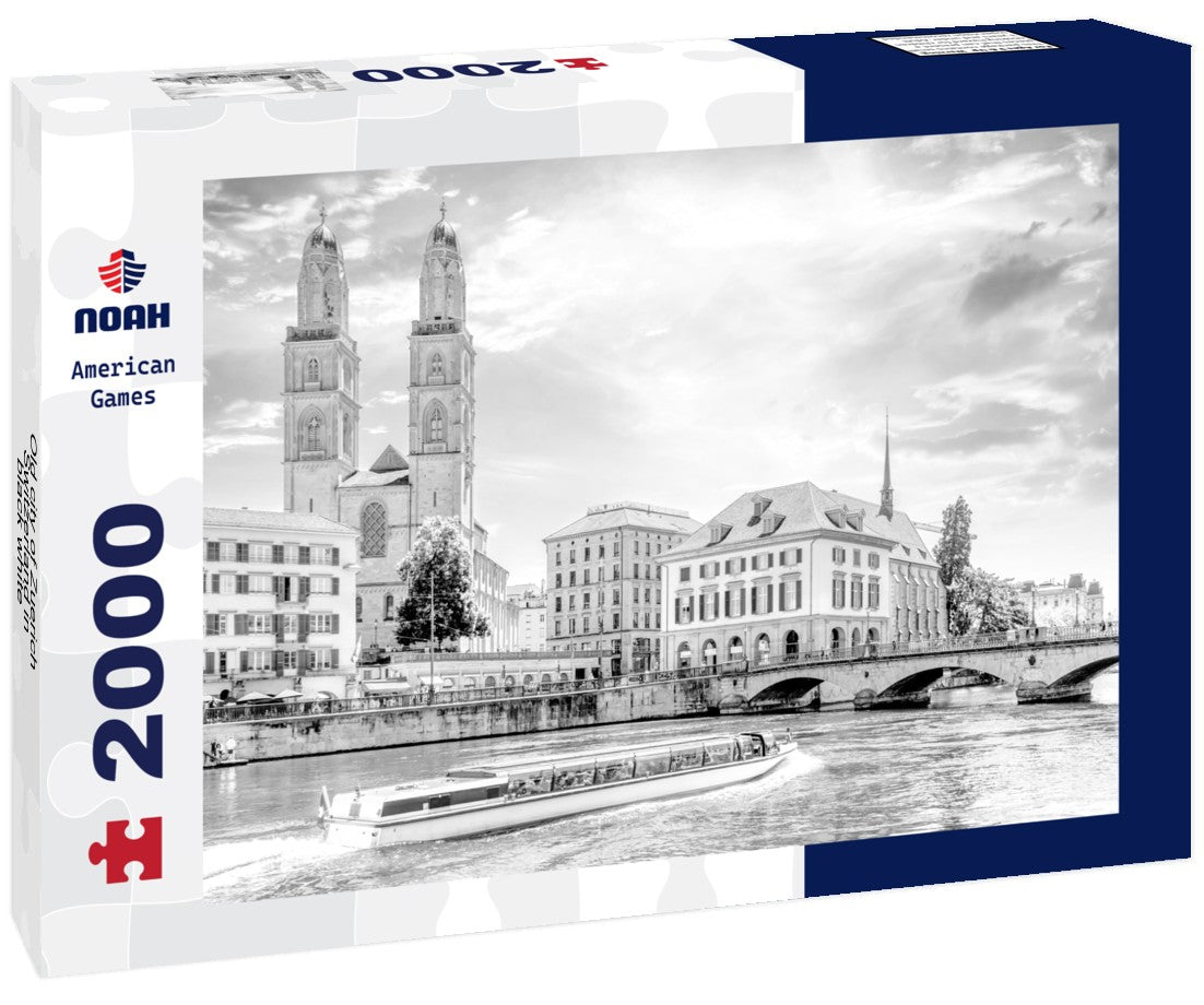 Noah Jigsaw Puzzle Old city of Zuerich, Switzerland in black white 2000 pieces