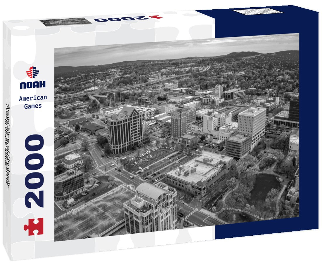 Noah Jigsaw Puzzle Aerial View of Huntsville, Alabama during Spring in black white 2000 pieces