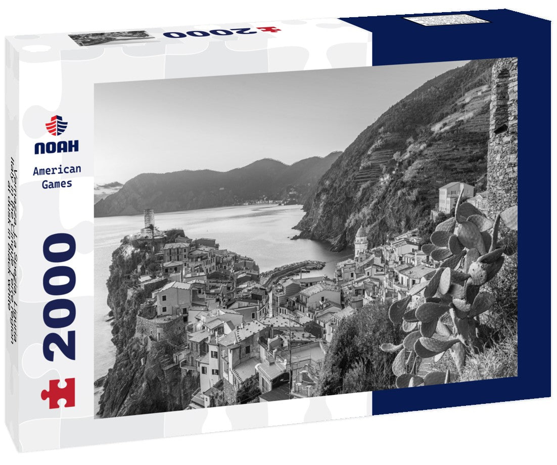 Noah Jigsaw Puzzle Vernazza, La Spezia, Liguria, Italy in the Cinque Terre region at dusk in black white 2000 pieces